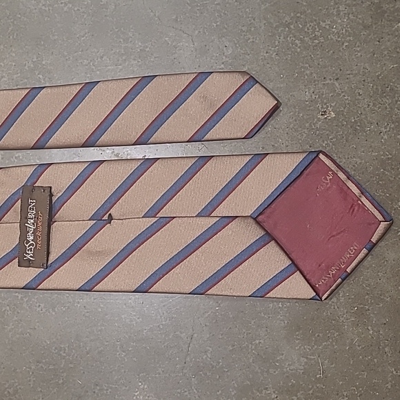 YSL MONOGRAM LOGO SATIN STRIPED NECK TIE - Picture 5 of 5